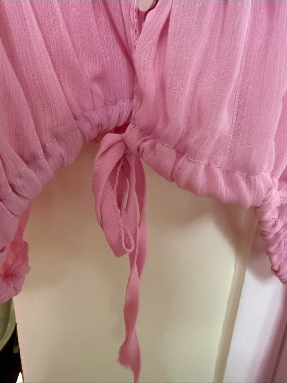 Pink Ruffled Sheer Blouse - Picture 3 of 4